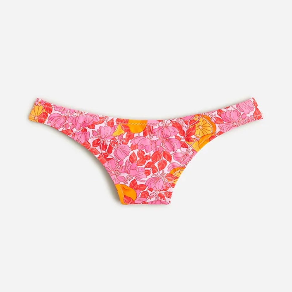 J. Crew 1989 High Leg Bikini Bottoms in Pink Limone Print size Small